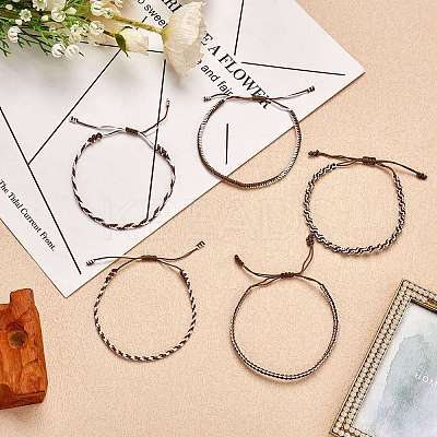 5Pcs 5 Style Nylon Thread Woven Braided Bracelets Set BJEW-SW00052-1