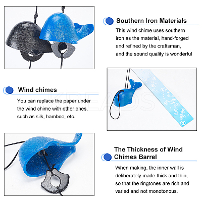 2Pcs 2 Style Japanese Cast Iron Bell Wind Chimes HJEW-BC0001-47D-1