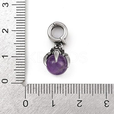 Dragon Claw 316 Surgical Stainless Steel & Round Natural Amethyst Pendant Decoration STAS-Z165-01AS-03-1