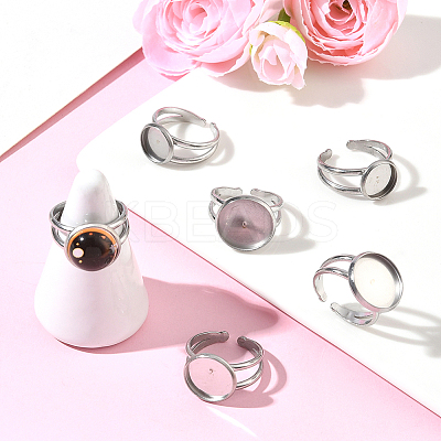6Pcs 3 Styles 304 Stainless Steel Cuff Ring Settings STAS-BBC0008-14P-1