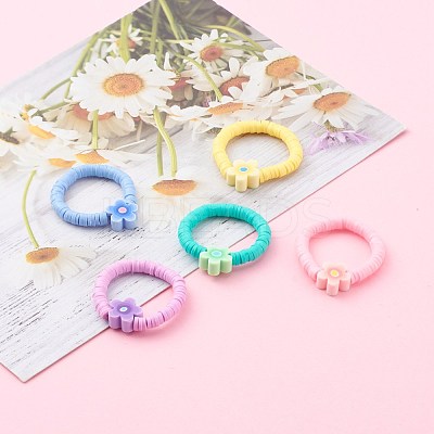 Handmade Polymer Clay Stretch Rings RJEW-JR00345-1