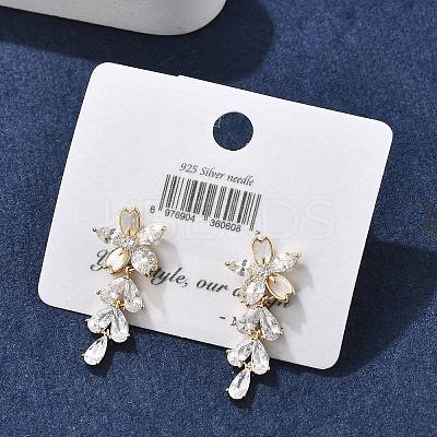 Brass Clear Cubic Zirconia Stud Earrings EJEW-D301-06G-03-1