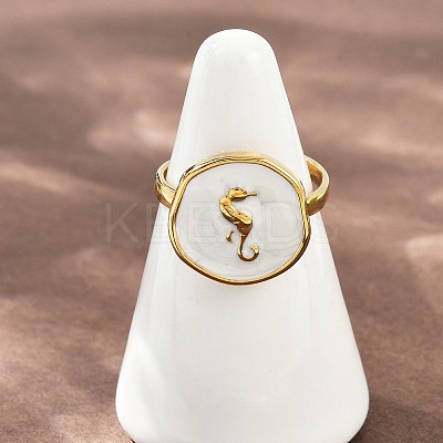 304 Stainless Steel Enamel Open Cuff Rings for Women RJEW-K301-06A-02-1