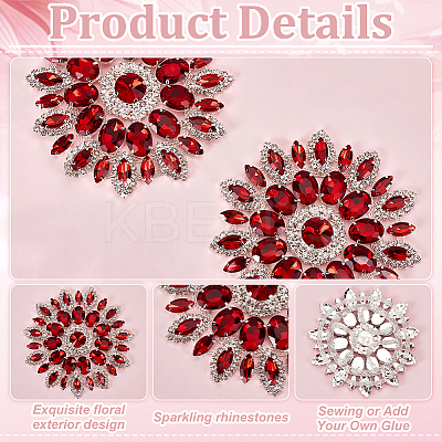 2Pcs Alloy with Rhinestone Handicraft Beading Appliques AJEW-FG0004-29D-1