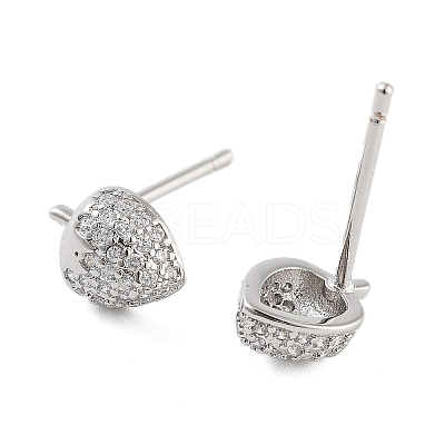 Rack Plating Strawberries Brass Stud Earrings EJEW-N055-31P-RS-1