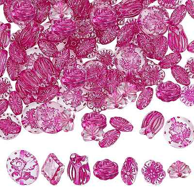 Fuchsia Transparent Acrylic Beads TACR-AR0001-28-1