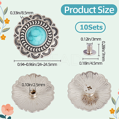 10 Sets Zinc Alloy Buttons BUTT-GF0001-35-1