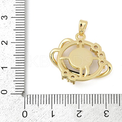 Brass Micro Pave Clear Cubic Zirconia with Glass Pendants KK-G524-01G-04-1