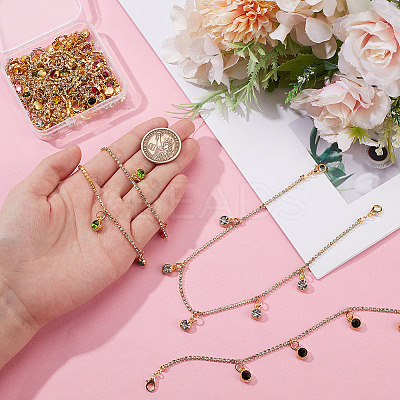 12Pcs 6 Colors Alloy Glass Rhinestone Shoe Chains HJEW-DR00105-1