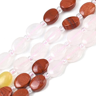 Cherry Quartz Glass & Synthetic Agate & Natural Red Jasper & Rose Quartz & Lemon Jade & Red Aventurine Beads Strands G-Z135-A13-1