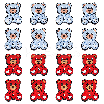 16Pcs 2 Colors Bear Food Grade Eco-Friendly Silicone Beads SIL-DC0001-23-1