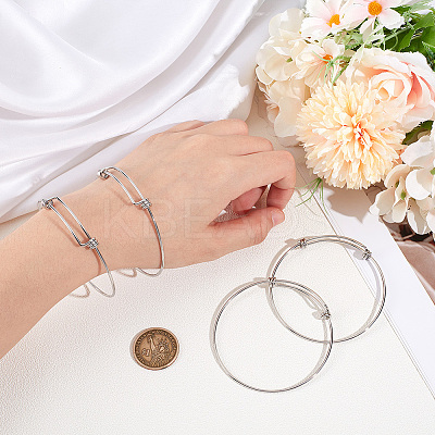 10Pcs Adjustable 304 Stainless Steel Bangles Making  MAK-BBC0001-16-1