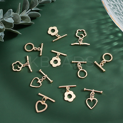 24Pcs 6 Styles Rack Plating Brass Toggle Clasps KK-DC0001-45-1