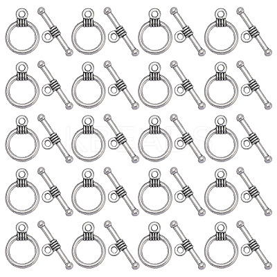 120Pcs Tibetan Style Alloy Toggle Clasps FIND-SC0008-07-1