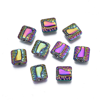 Rack Plating Rainbow Color Alloy Beads PALLOY-S180-359-1