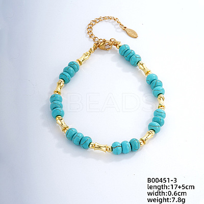 Fashionable Korean Style Brass Synthetic Turquoise Bracelets LH9898-3-1