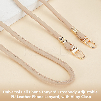 Universal Cell Phone Lanyard Crossbody Adjustable PU Leather Phone Lanyard AJEW-WH0470-47A-1