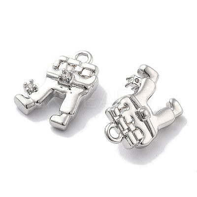 Rack Plating Brass Clear Cubic Zirconia Pendants KK-M102-21P-A-1