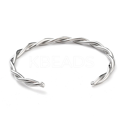 Non-Tarnish 304 Stainless Steel Twisted Rope Cuff Bangles for Women BJEW-P296-01P-1