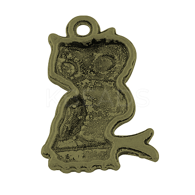 Tibetan Style Alloy Owl Pendants TIBEP-3752-AB-FF-1