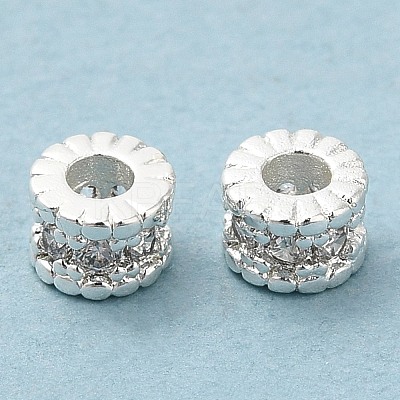 Rack Plating Brass Micro Pave Cubic Zirconia Beads KK-A186-03A-S-1