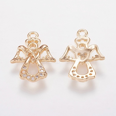 Brass Micro Pave Cubic Zirconia Charms KK-I613-09KCG-1