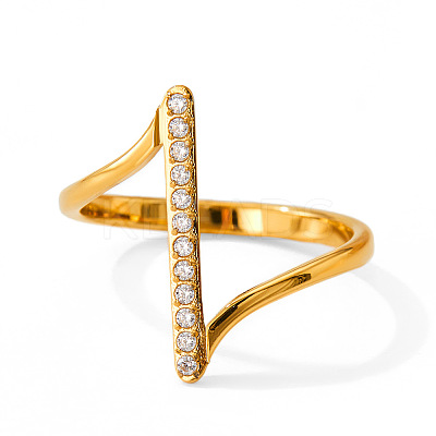 304 Stainless Steel Micro Pave Clear Cubic Zirconia Finger Rings for Women WGDBD87-03-1