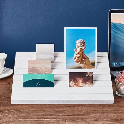 7-Slot Wooden Place Card Display Stands ODIS-WH0029-52D-1