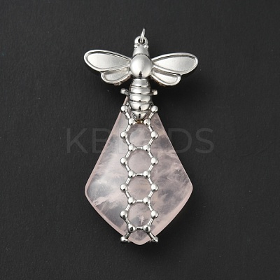 Natural Rose Quartz Pendants G-G870-02P-1