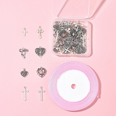 DIY Heart & Bowknot & Cross Alloy Pendant Decoration Making Kits DIY-FS0007-28-1
