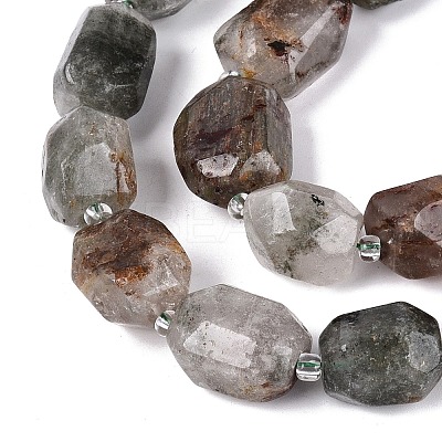Natural Green Lodolite Quartz/Garden Quartz/Green Phantom Quartz Beads Strands G-N362-07A-04-1
