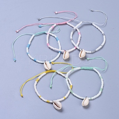 Adjustable Glass Seed Bead Braided Bead Bracelets BJEW-JB04283-M-1