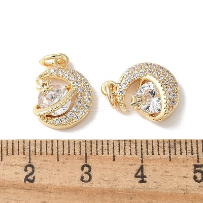 Brass Micro Pave Clear Cubic Zirconia Pendants KK-Q031-16G-1