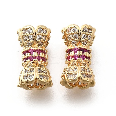 Brass Micro Pave Cubic Zirconia Beads KK-M318-22G-1