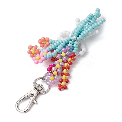 Bouquet Glass Seed Beaded Pendant Decoration HJEW-JM02561-03-1