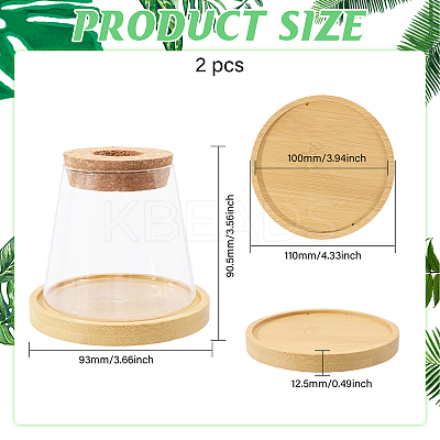 Glass Planter Vase with Wooden Lid and Bamboo Stand AJEW-WH0554-97-1