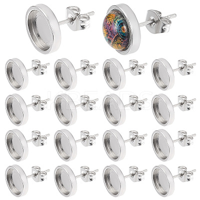 50Pcs 304 Stainless Steel Stud Earring Settings STAS-BBC0004-42-1