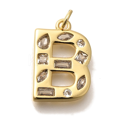 Brass Micro Pave Clear Cubic Zirconia Pendants KK-G521-01G-B-1