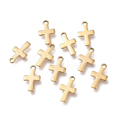 Ion Plating(IP) 304 Stainless Steel Tiny Cross Charms X-STAS-E104-34G-1