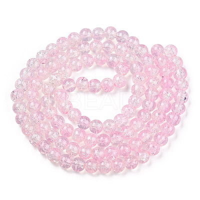 Transparent Crackle Baking Paint Glass Beads Strands DGLA-T003-01B-14-1