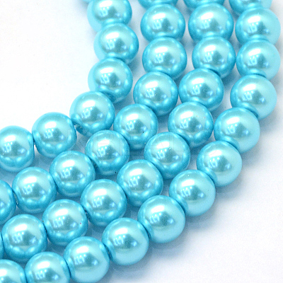 Baking Paint Pearlized Glass Pearl Round Bead Strands X-HY-Q003-12mm-48-1
