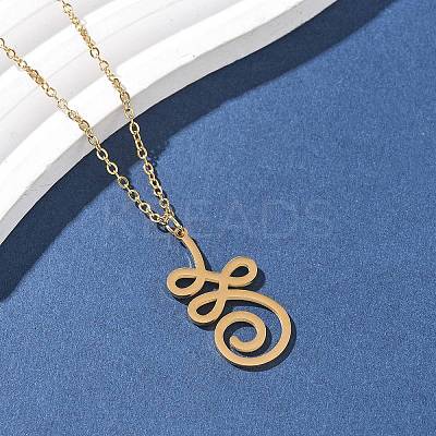 304 Stainless Steel Hollow Cut Yoga Om Lotus Flower Pendant Necklaces NJEW-Z073-02G-01-1