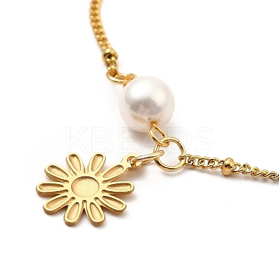 CCB Pearl Link Anklet AJEW-C021-04G-1