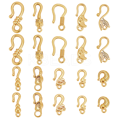 20Pcs 10 Styles Stainless Steel S-Hook Clasps STAS-PH0006-96G-1