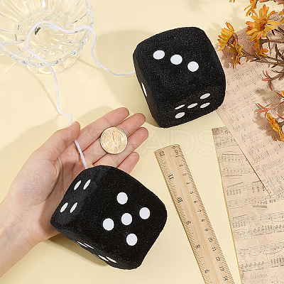 Fur Plush Dice Pendant Decorations HJEW-CN0001-44C-1