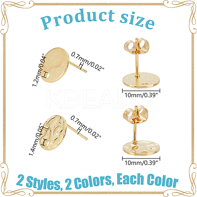 8Pcs 4 Styles 201 Stainless Steel Flat Round Stud Earring Findings STAS-LP0001-18-1