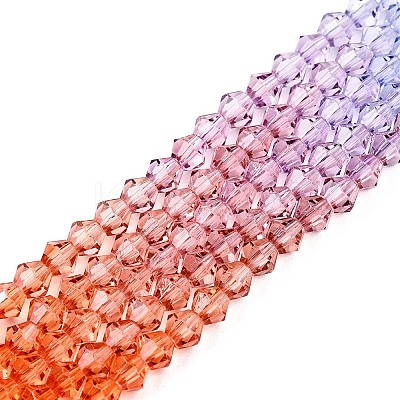 Gradient Color Baking Paint Glass Bead Strands DGLA-A039-T4mm-A015-1