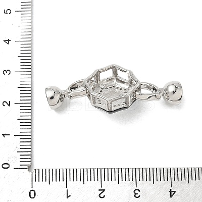 Flower Brass Micro Pave Clear Cubic Zirconia Fold Over Clasps KK-U059-43P-1