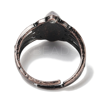 Natural Quartz Crystal Horse Eye Adjustable Rings RJEW-K271-05R-14-1