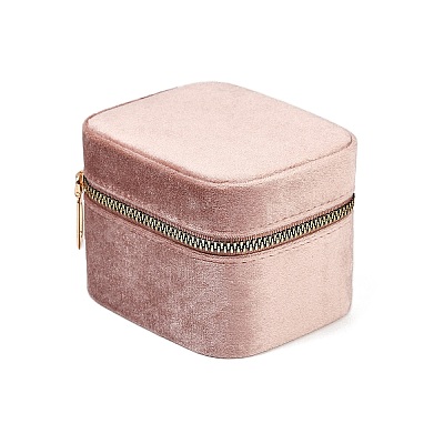Mini Rectangle Velvet Jewelry Storage Zipper Boxes with Mirror Inside CON-Z009-04C-1